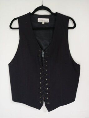 David Cline Black Full zip Vest Medium Wool Blend Lined Women